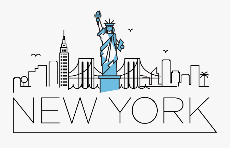 New York Line Art Skyline, Transparent Clipart