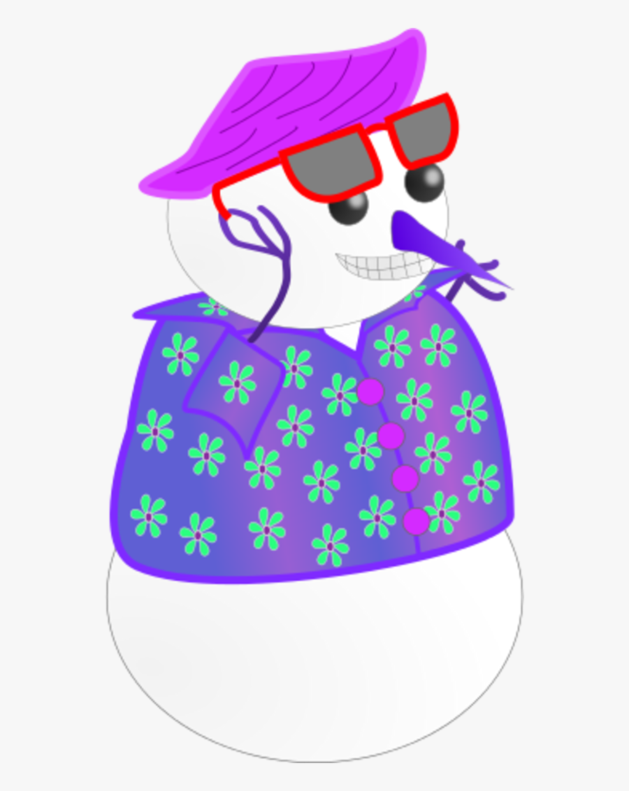 Snow Man Wearing Hawaii, Transparent Clipart