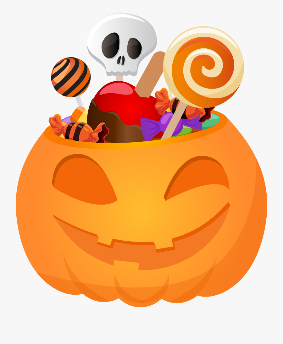 Halloween Pumpkin With Candy Png Clip Art Image, Transparent Clipart