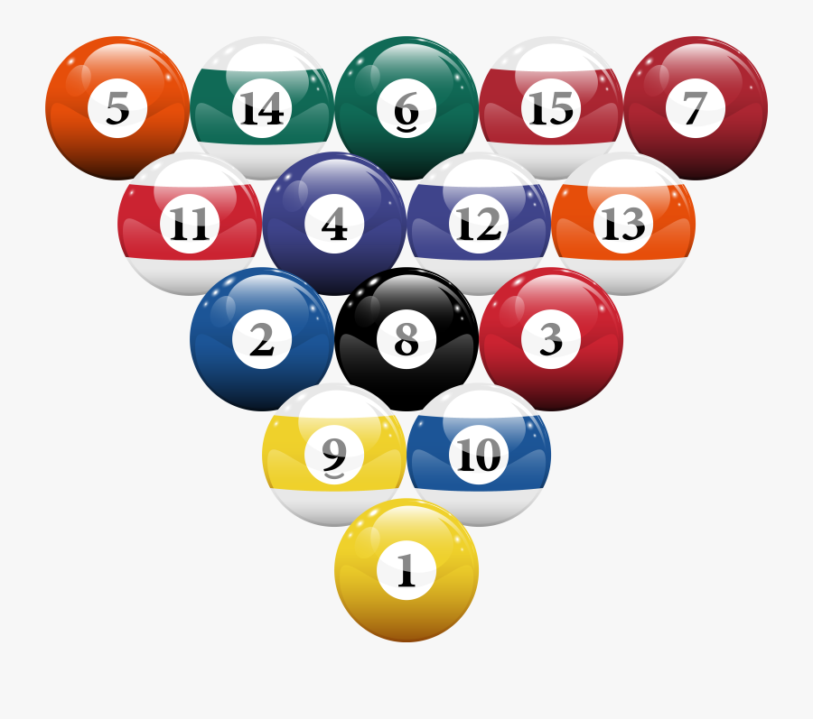 Racked Billiard Pool Balls Png Clipart - Pool Balls Transparent Background, Transparent Clipart