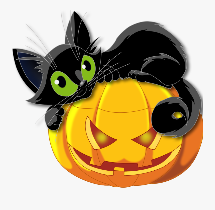 Black Cat And Pumpkin, Transparent Clipart