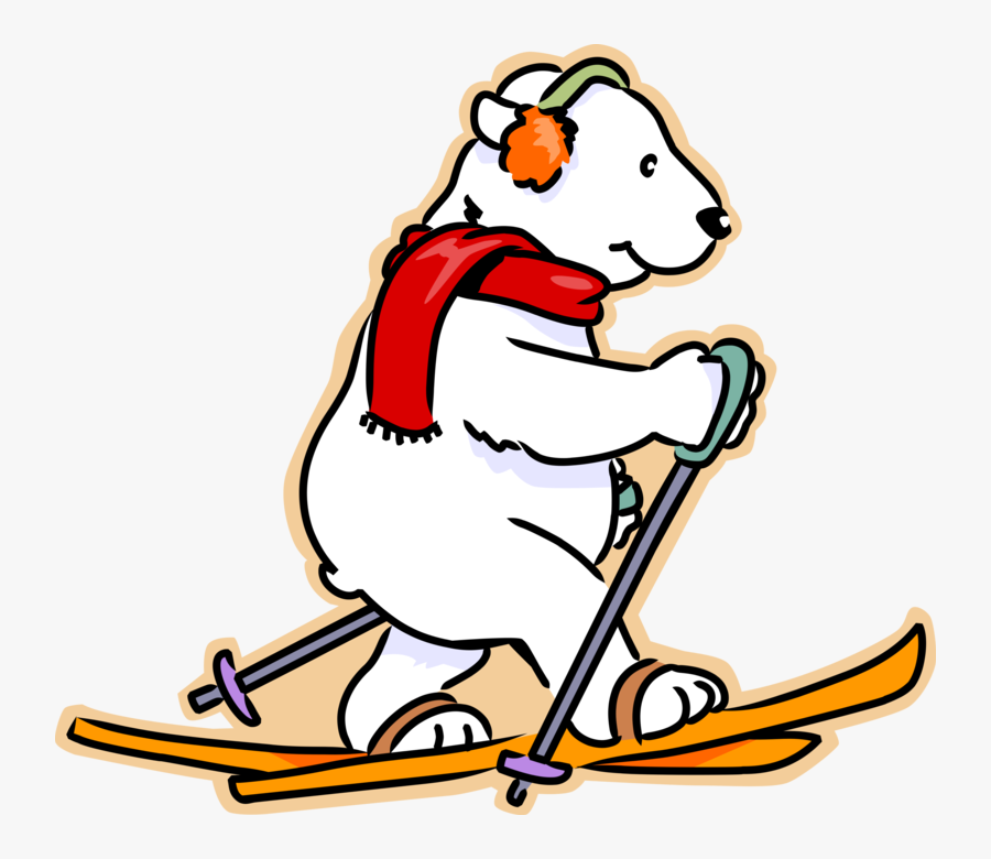 Vector Illustration Of Polar Bear On Cross-country - Cross Country Skiing Clip Art, Transparent Clipart