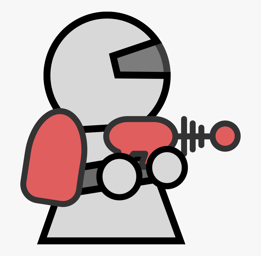 Free Vector Simple Space Platform Game Stuff Clip Art - Cartoon Spaceman With Gun, Transparent Clipart