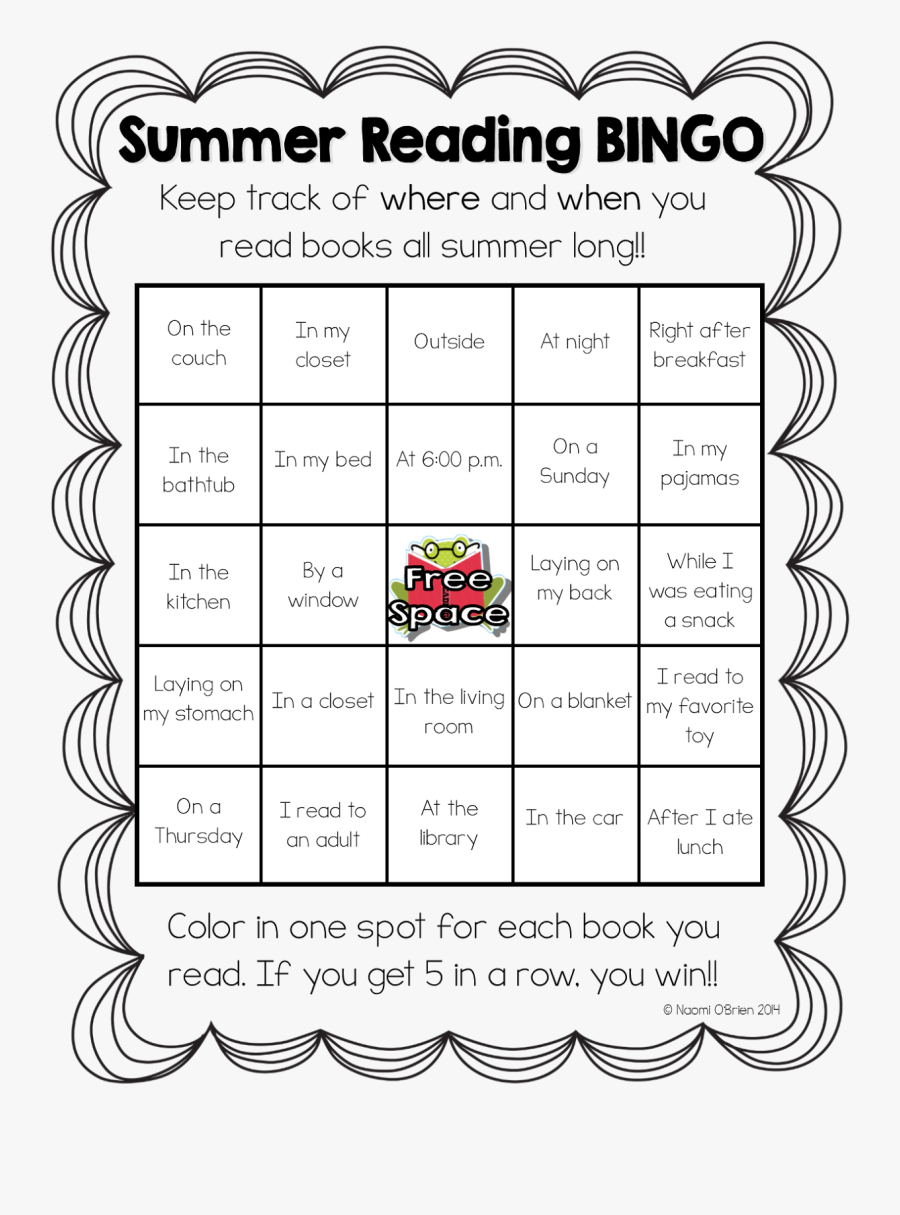Read Like A Rock - Summer Reading Bingo 2017 For 1st Graders, Transparent Clipart