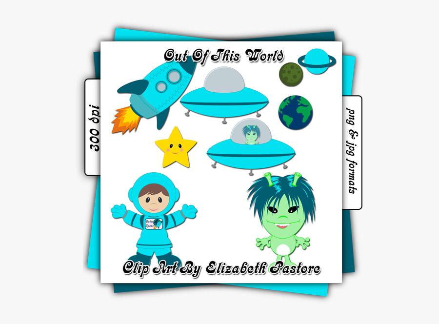Outer Space Clip Art In Blue Includes 9 Images - Clip Art, Transparent Clipart