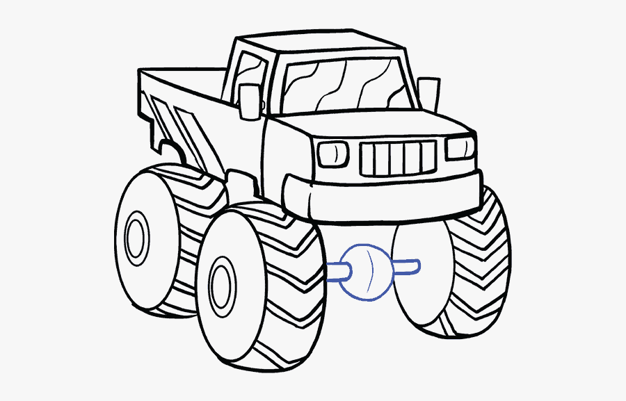 Fire Truck Drawing Easy - Easy Monster Truck Drawing, Transparent Clipart