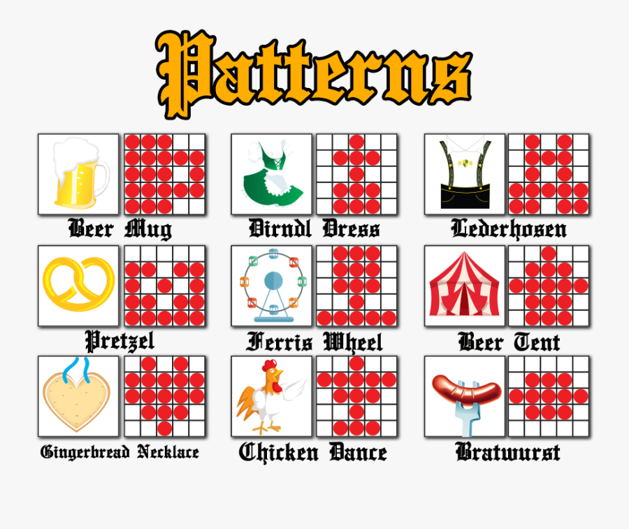 Crazy Oktoberfest Patterns - Fun Bingo Patterns, Transparent Clipart