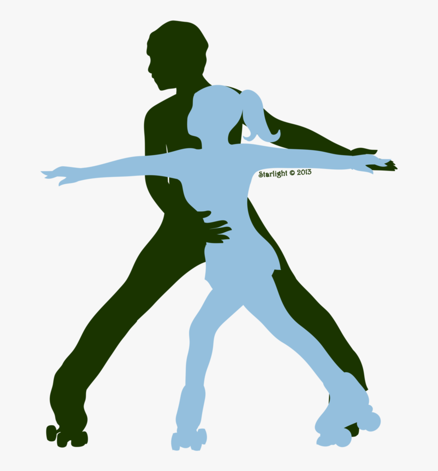 Roller Skating Pair Silhouette By Starlight Sl - Roller Skating Couples Silhouettes, Transparent Clipart
