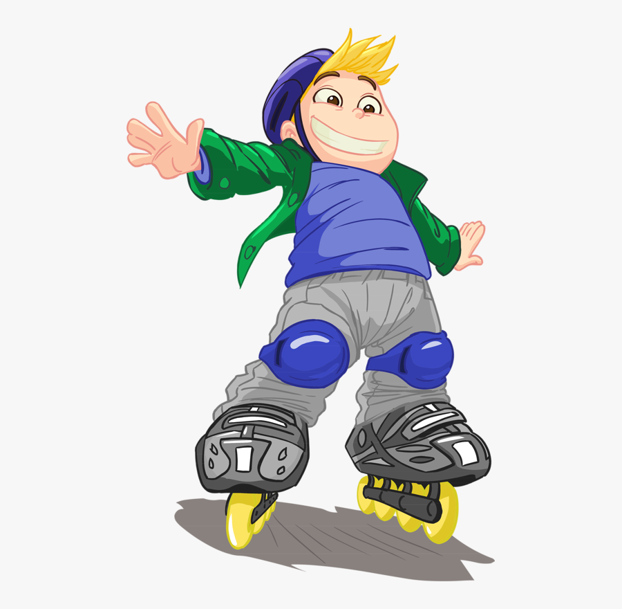Transparent Roller Skating Clipart - Rollers Skates Boy Cartoon, Transparent Clipart
