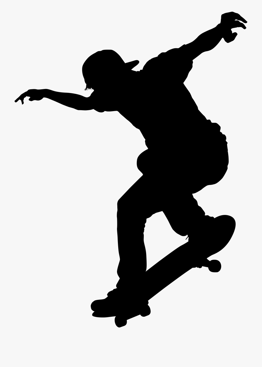 Skateboarding Silhouette Skating Clip - Skateboarder Silhouette Png, Transparent Clipart