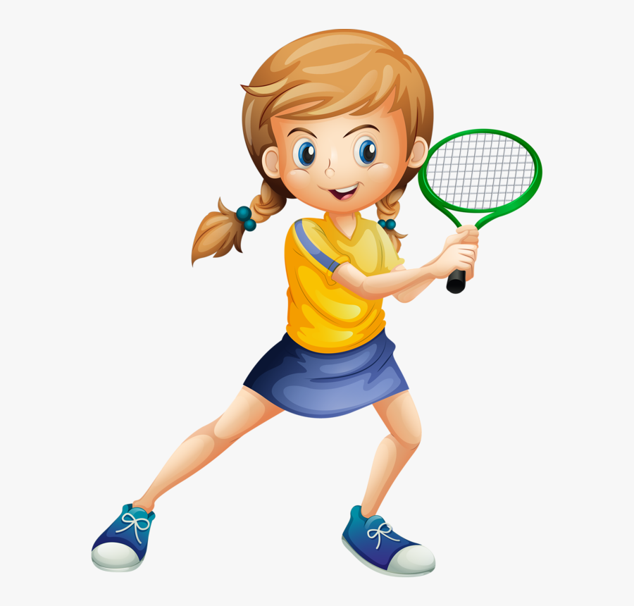 Tennis Player Girl Cartoon, Transparent Clipart