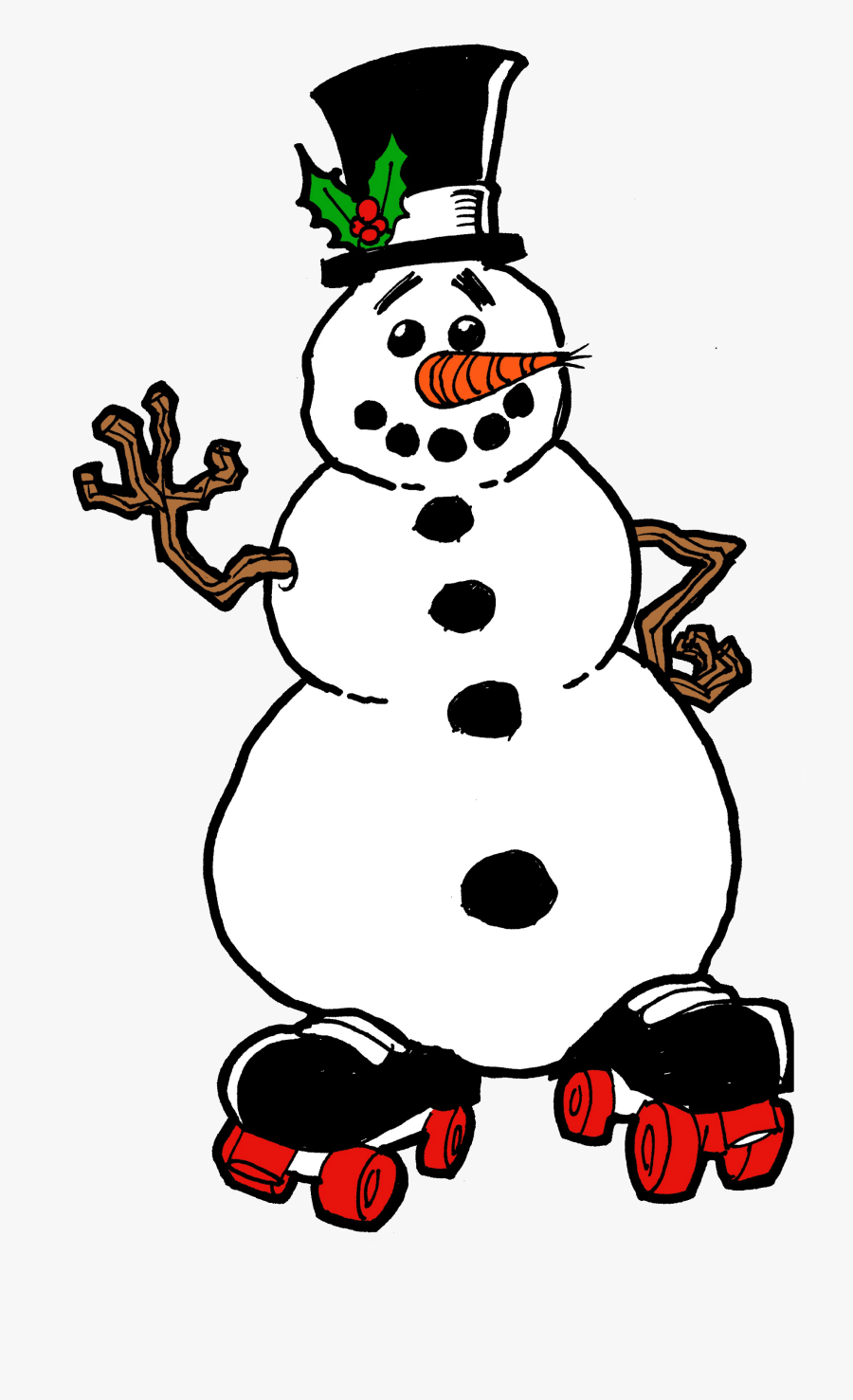 Snowman On Roller Skates, Transparent Clipart