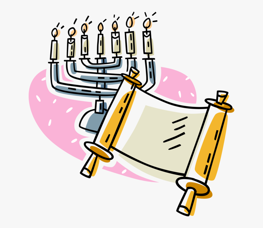 Menorah Lampstand With Scroll, Transparent Clipart