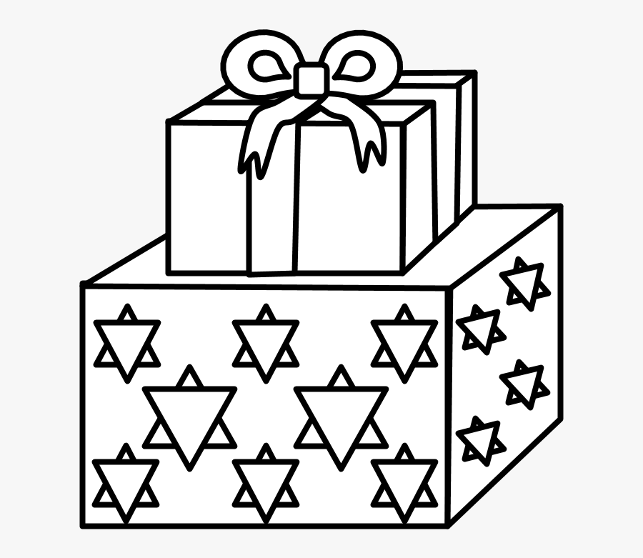 Gifts, Stacked, Hanukkah, Black And White - Line Art, Transparent Clipart