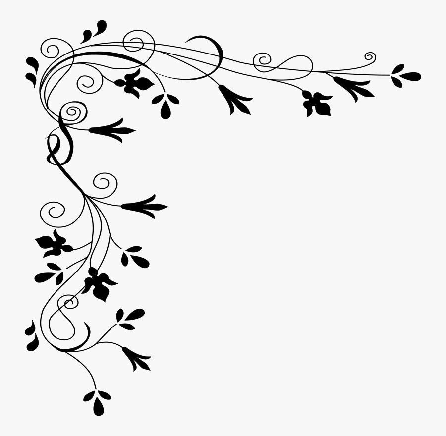 Flower Border Clip Art Free Download - Flowery Border Black And White, Transparent Clipart