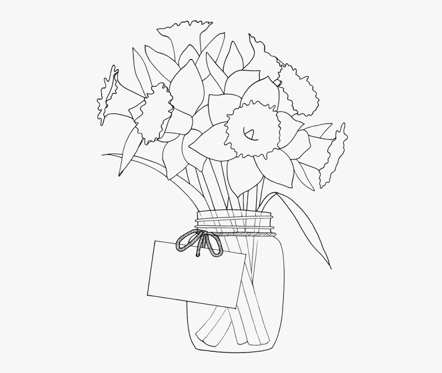 Line Art,plant,flower - Daffodil, Transparent Clipart