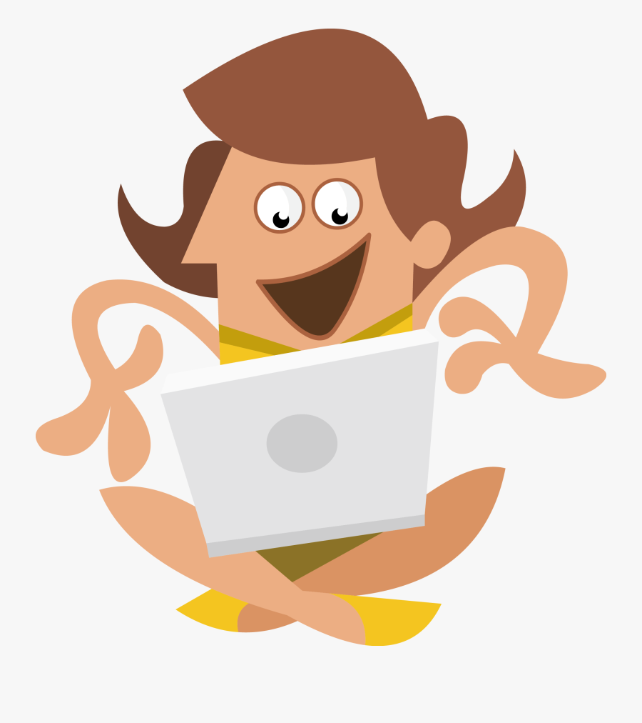 Laptop Clip Art Little Girl Vector, Transparent Clipart