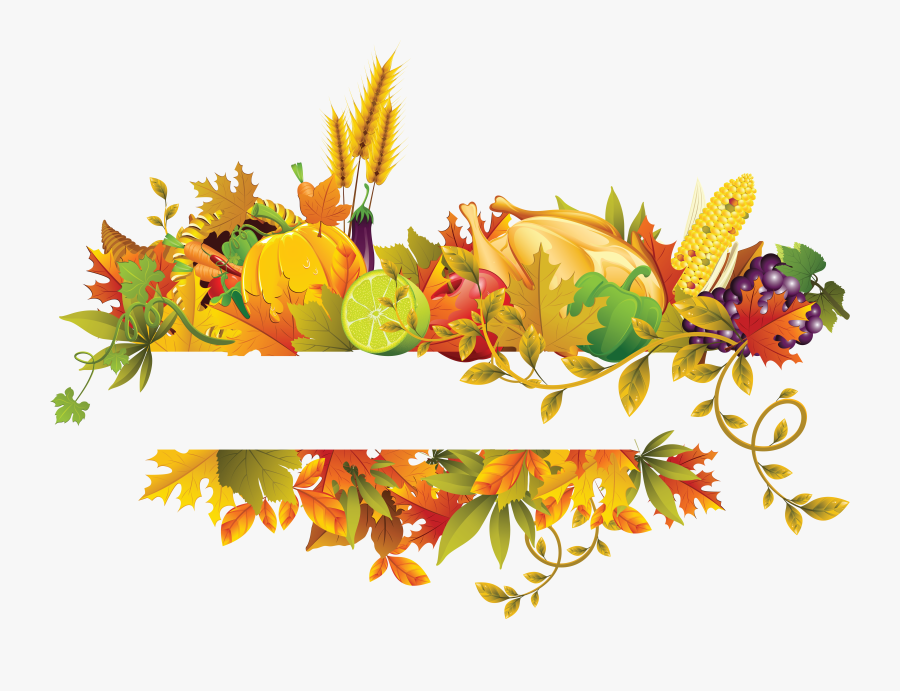 Thanksgiving Clip Art - Autumn Flowers Border Png, Transparent Clipart