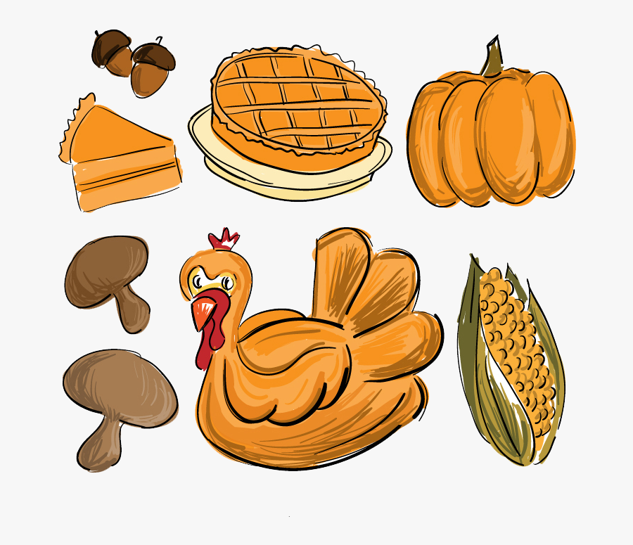 Thanksgiving Food Clipart - Drawing Of Thanksgiving Food, Transparent Clipart