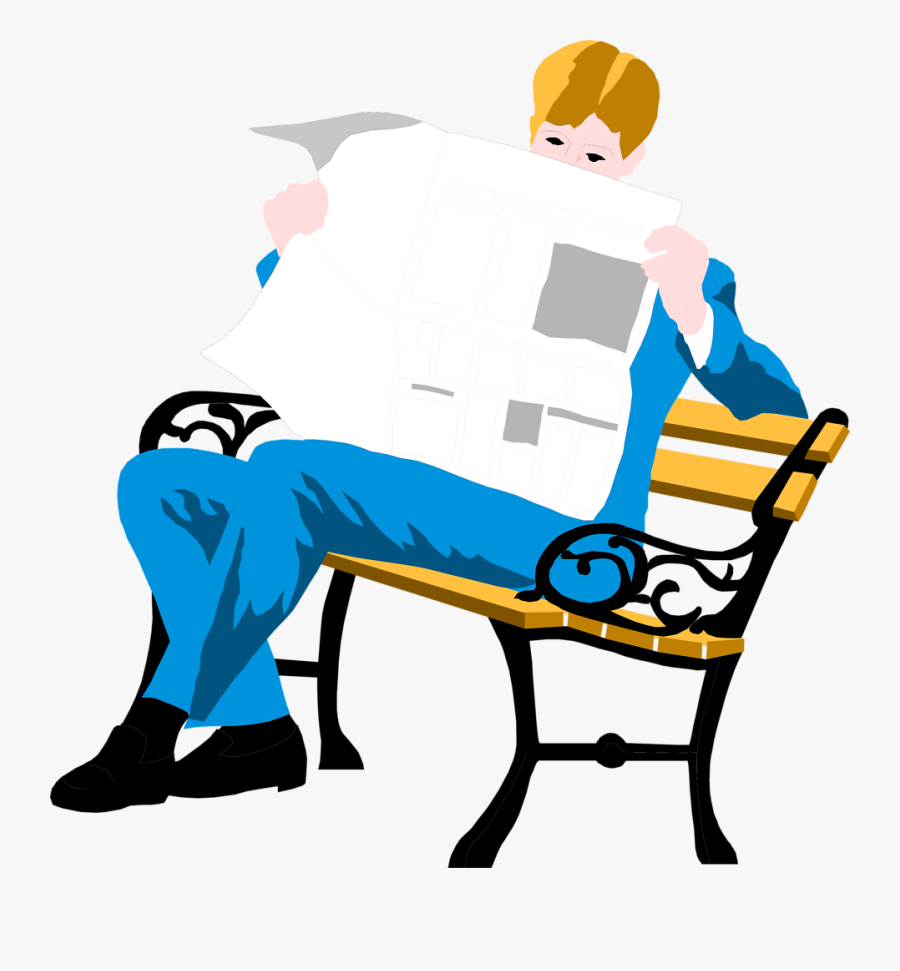 Man Reading Newspaper Illustration - Man Reading Newspaper Art, Transparent Clipart
