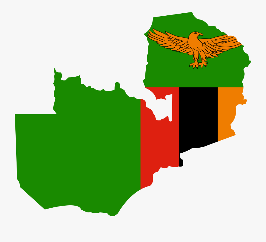 Zambia Map With Flag, Transparent Clipart