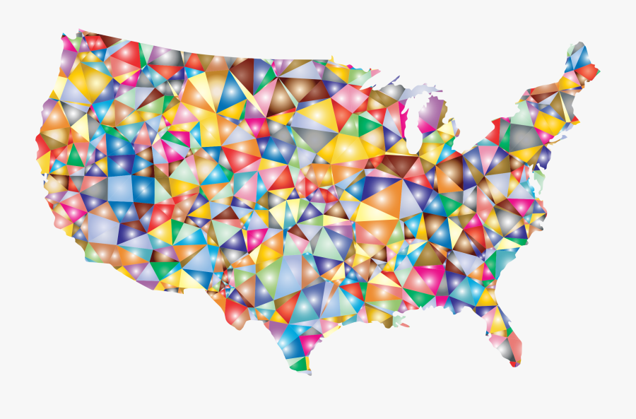 Colorful States Of America Map, Transparent Clipart