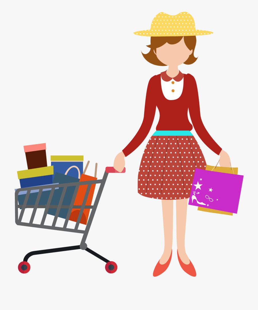 Family With Shopping Cart Png, Transparent Clipart