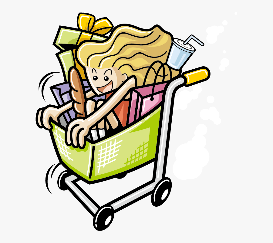 Shopping Cart Shopping Centre Clip Art - Girl Riding In Shopping Cart, Transparent Clipart