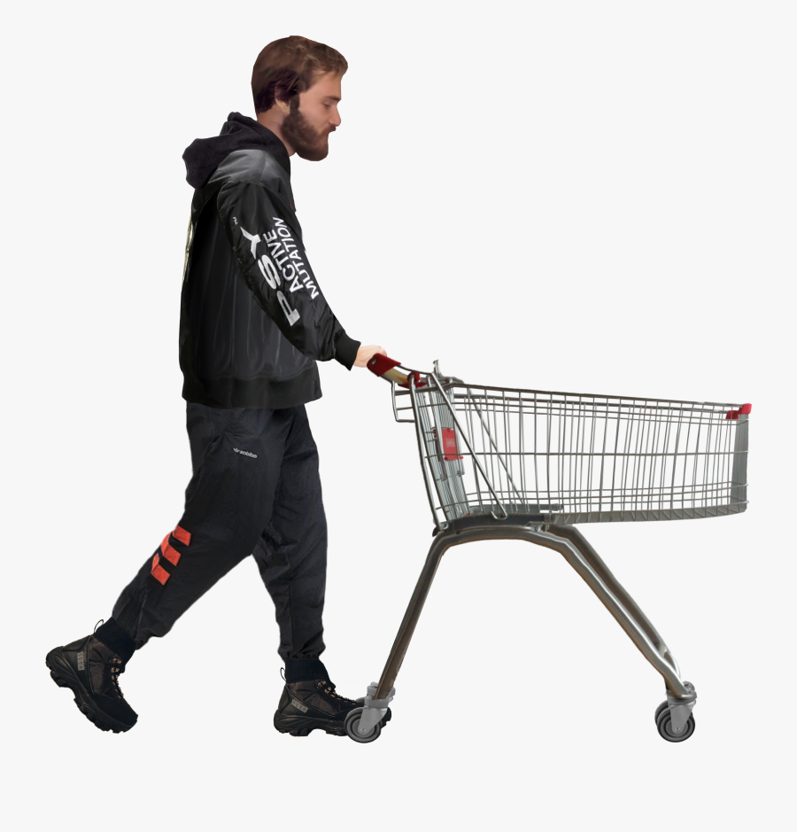 Hd Pewdiepie With Shopping Cart - Pewdiepie Shopping Cart Transparent, Transparent Clipart