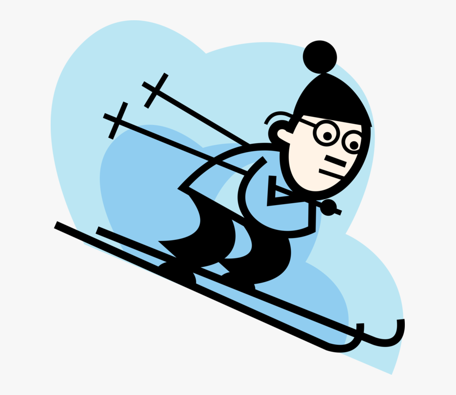 Skier Races Down Ski Hill - Kid Speaking, Transparent Clipart