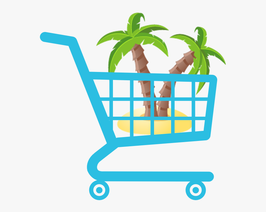 Graphic Of Island And Palm Trees Inside A Shopping - Red Shopping Cart Icon Png, Transparent Clipart