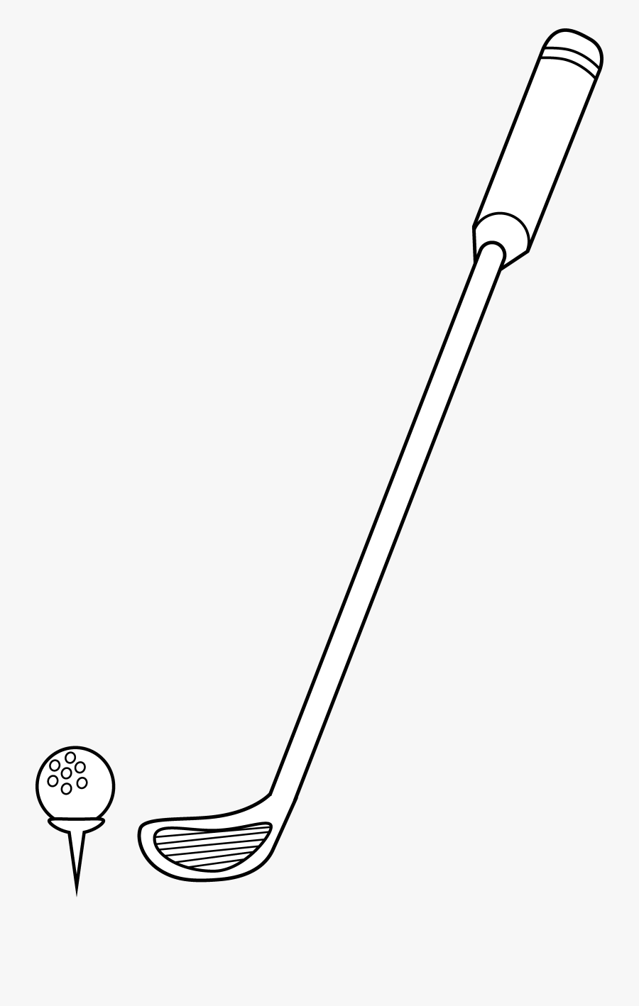 Golf Club And Ball Coloring - Line Art, Transparent Clipart