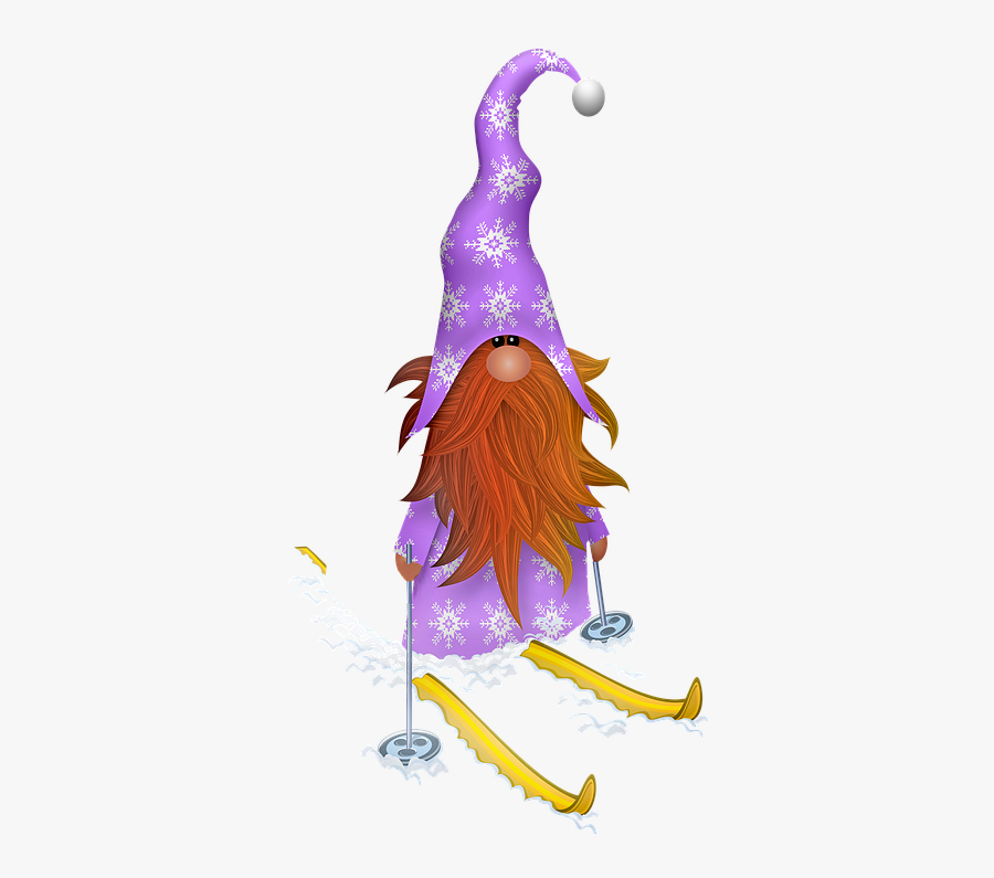 Scandia Gnome, Christmas Skiing, Gnome Skiing, Window - Illustration, Transparent Clipart