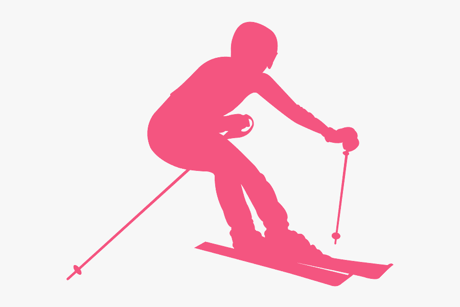 Skier Silhouette Red, Transparent Clipart
