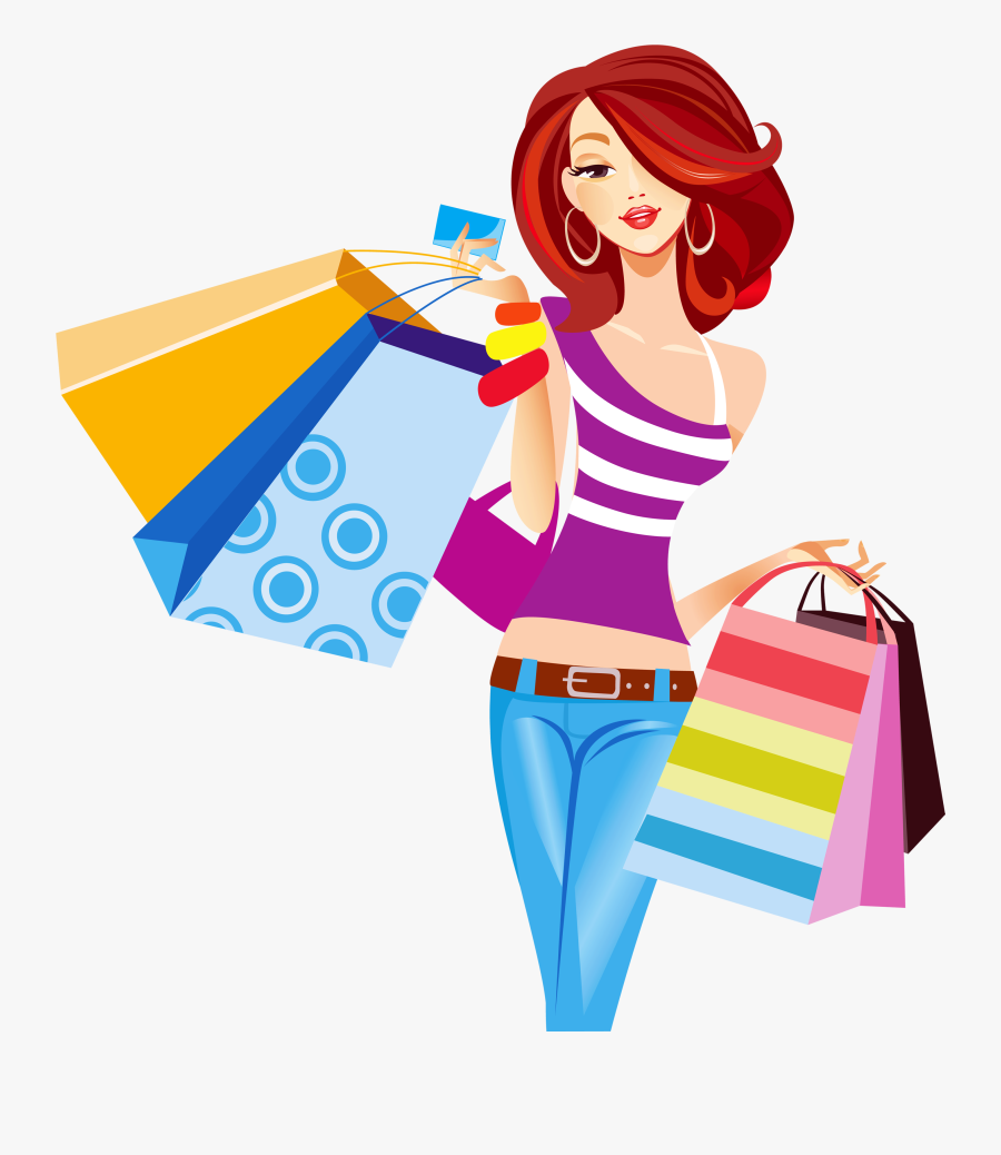 Shopping Bag Shopping Cart - Girl With Shopping Bags Clipart, Transparent Clipart