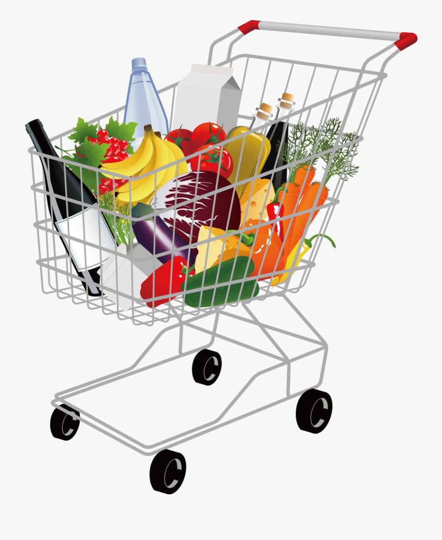 Supermarket Grocery Store Cart - Full Shopping Cart Png, Transparent Clipart