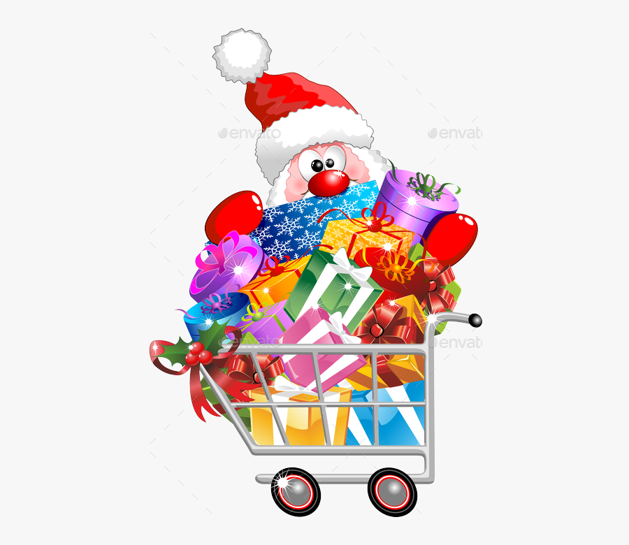 Carts Clipart Santa Claus - Clip Art Christmas Shopping, Transparent Clipart