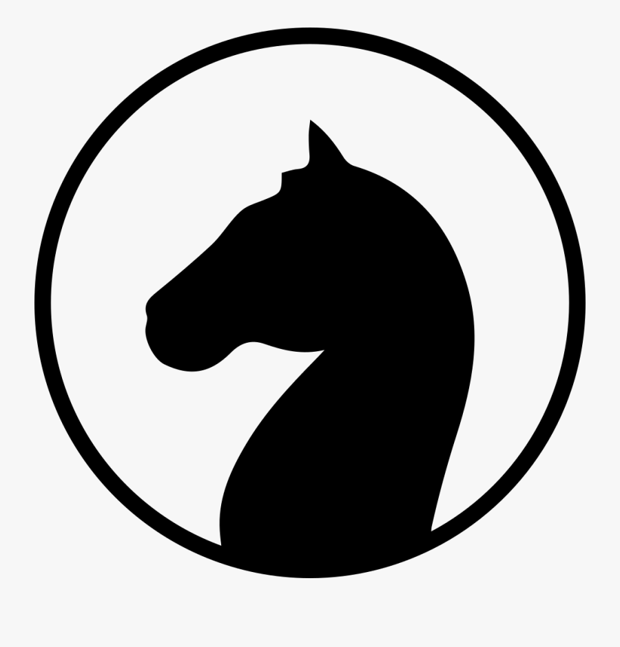 Horse Head Black Shape Facing Left Inside A Circle - Horse Icon In Circle, Transparent Clipart