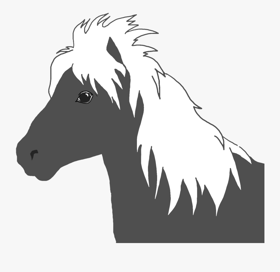 Horse Head Silhouette White Mane - Horse, Transparent Clipart