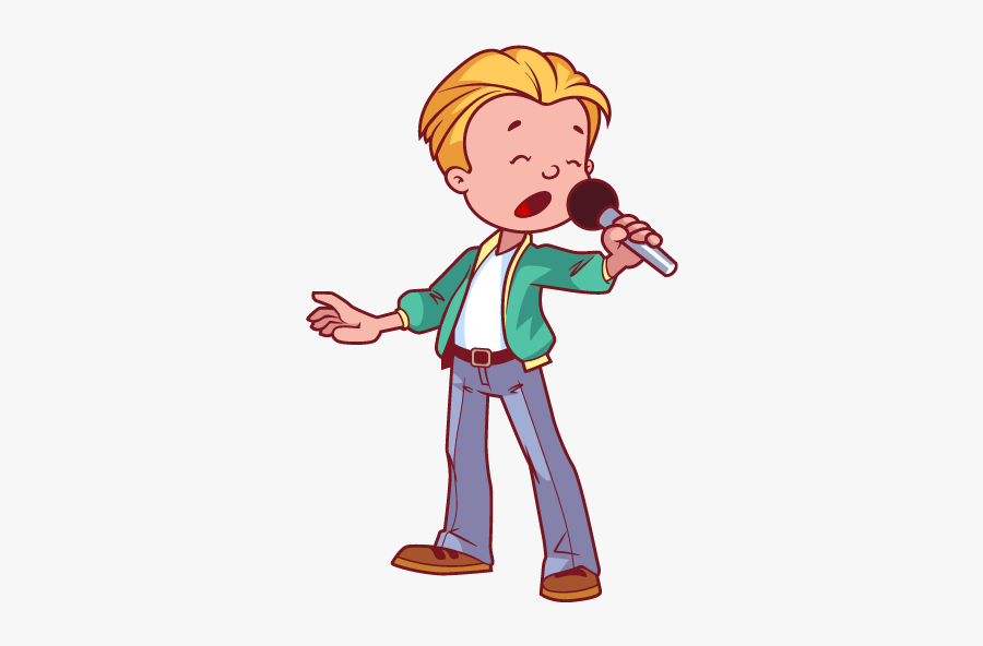 Microphone Singing Cartoon Boy - Boy Singing Clip Art, Transparent Clipart