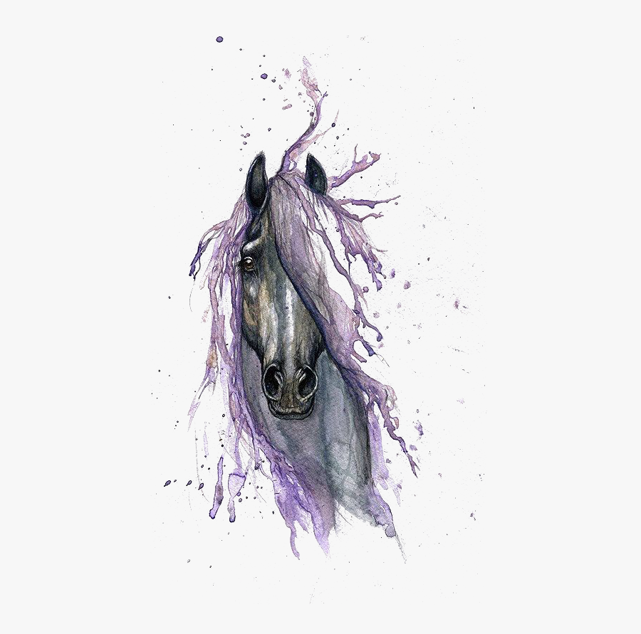 Watercolor Tattoo Horse Painting Drawing Hq Image Free - Small Watercolor Horse Tattoo, Transparent Clipart