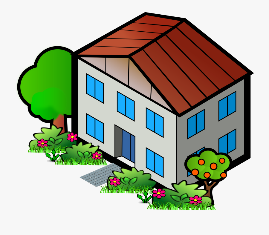 House On Hill Clipart - House With Flat Roof Clipart, Transparent Clipart