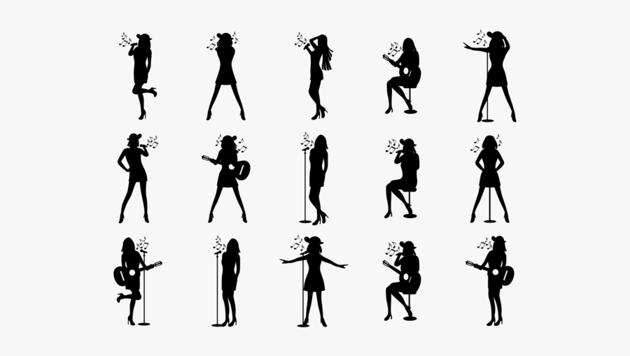 People Singing Silhouettes Vector - Transparent Singer Silhouette Png, Transparent Clipart