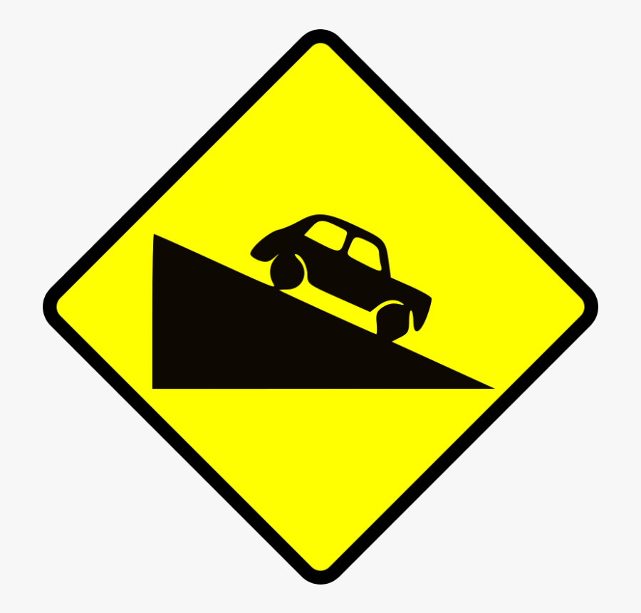 Caution Steep Hill Down - New Zealand, Transparent Clipart