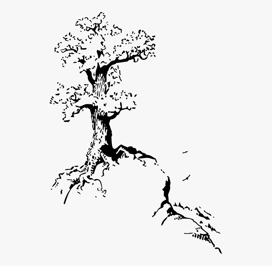 Tree On Top Of Hill - Tree On Hill Drawing, Transparent Clipart