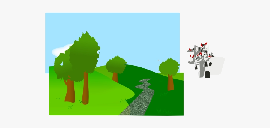 Hill Clipart Grass Hills And Trees Free Transparent - Cartoon Castle Background, Transparent Clipart