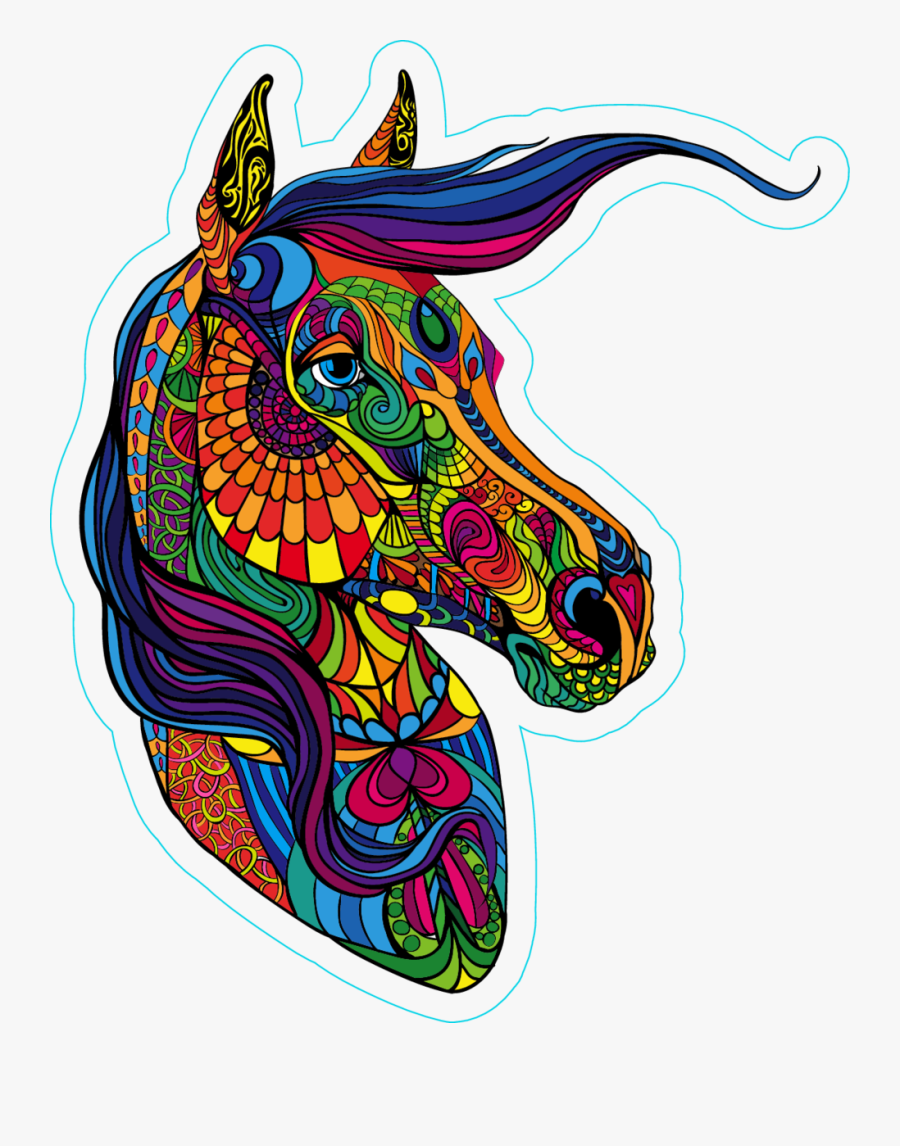 Zentangle Horse Head Sticker - Coloring Book, Transparent Clipart