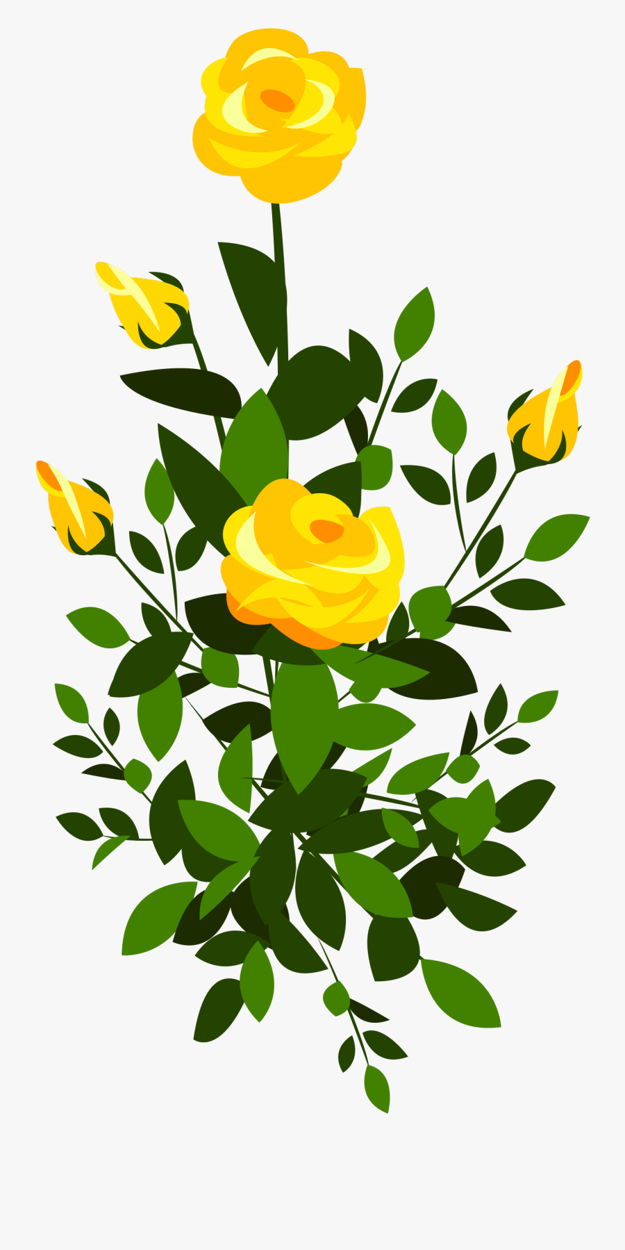 Yellow Rose Bush Png Clipart Image - Transparent Yellow Flower Clip Arts, Transparent Clipart