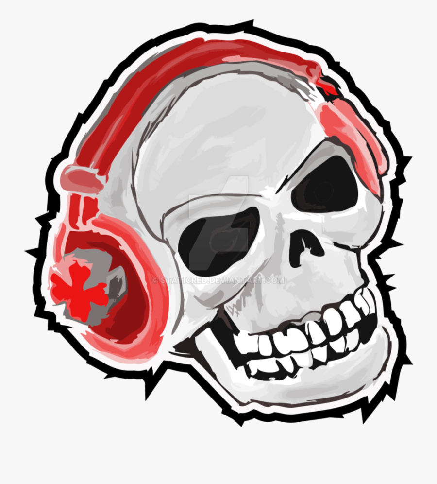 Clip Art Headphones Skeleton Clip Art - Skull With Headphones Transparent, Transparent Clipart