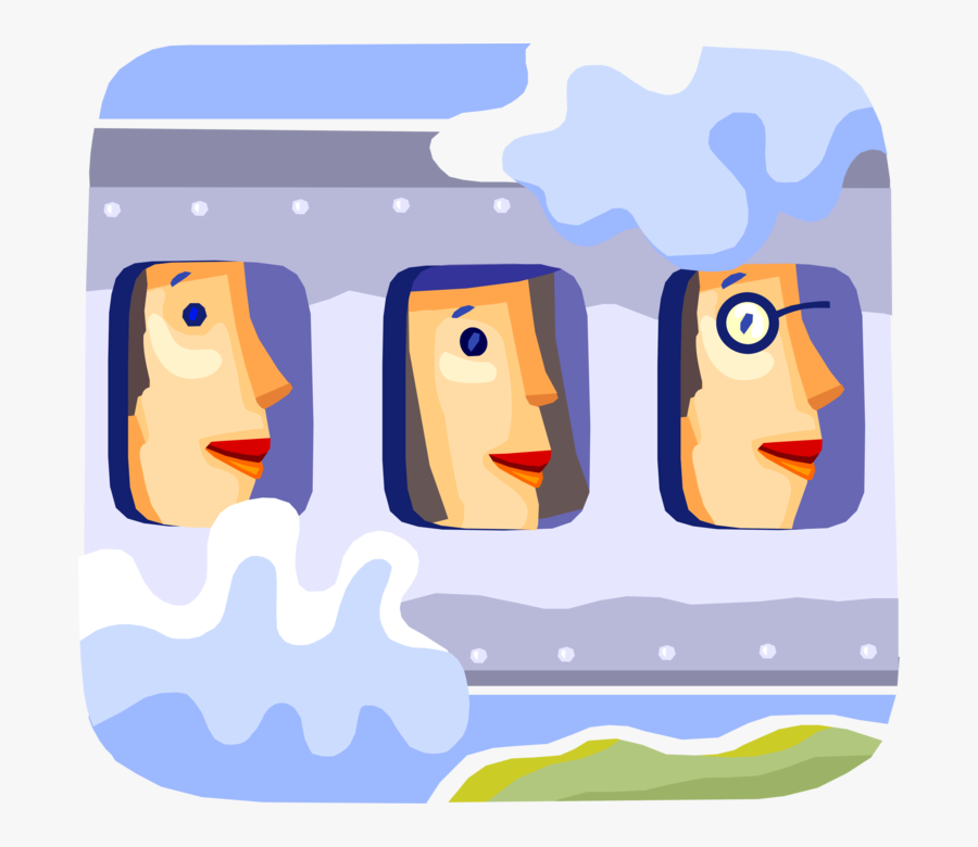 Clip Art Passengers Look Aircraft Windows, Transparent Clipart